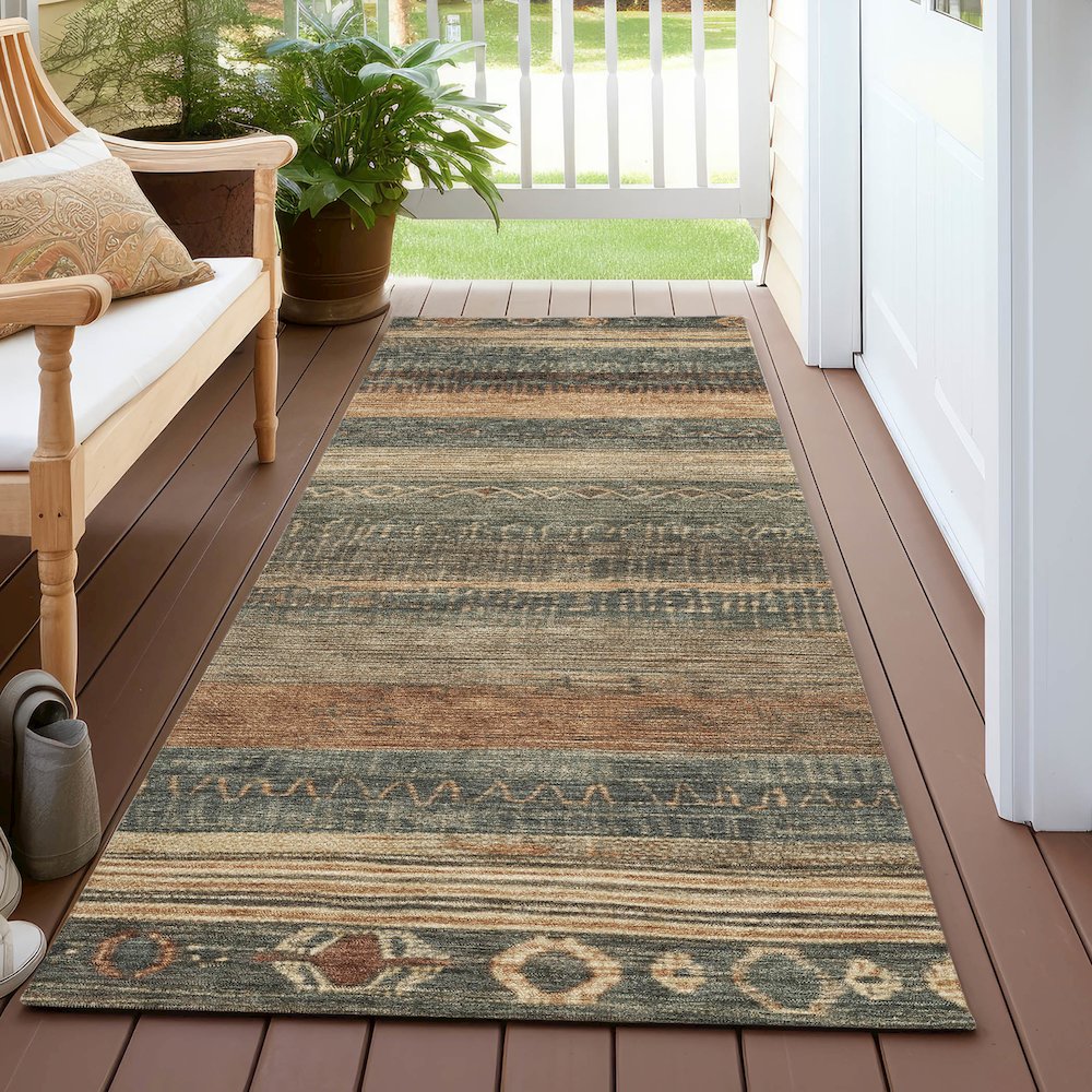Machine Washable Indoor/Outdoor Chantille Fern 2'3" x 7'6" Runner Rug. Picture 6
