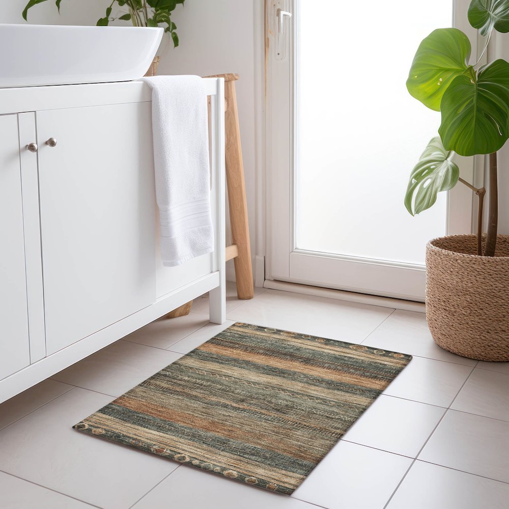 Machine Washable Indoor/Outdoor Chantille Fern 1'8" x 2'6" Rug. Picture 5