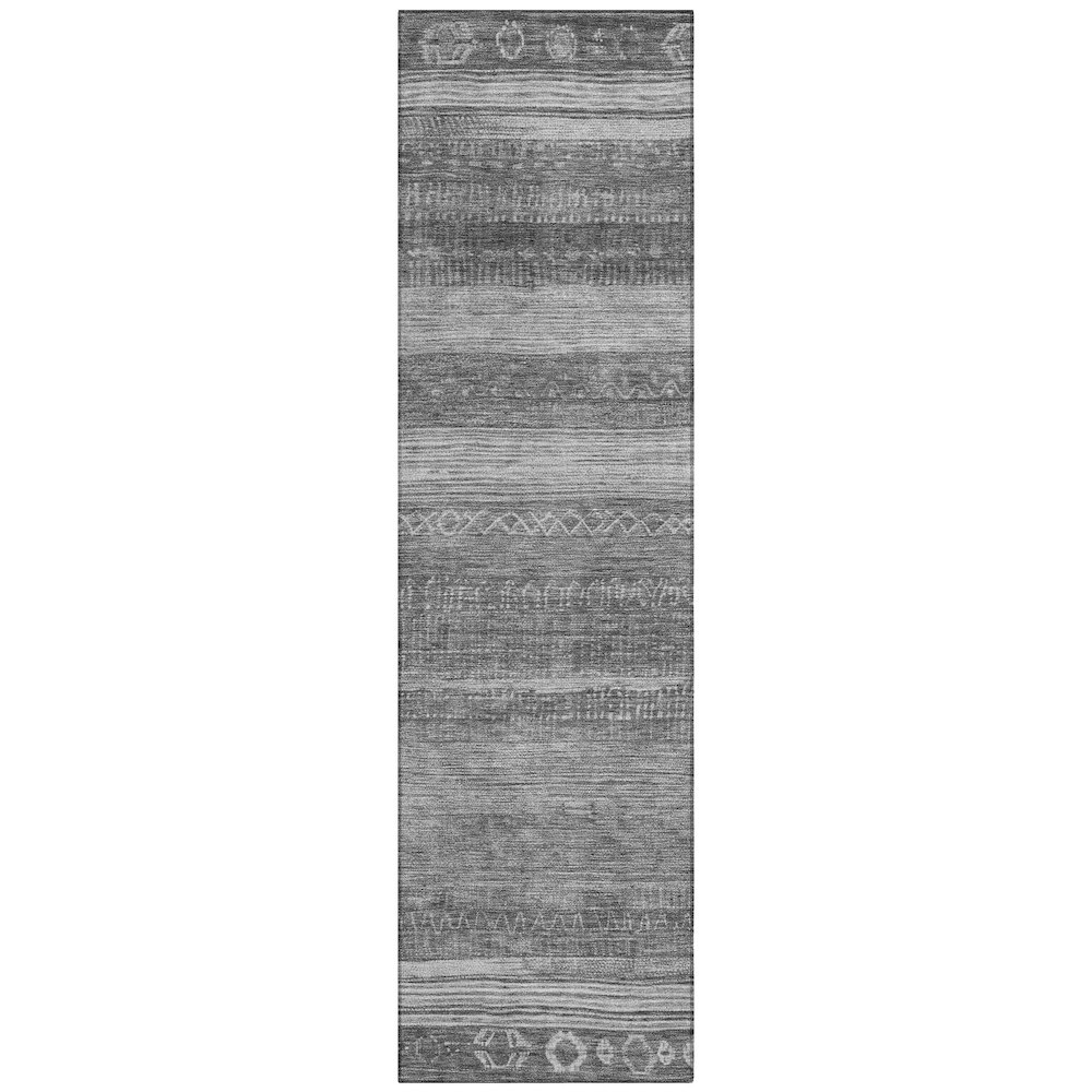 Machine Washable Indoor/Outdoor Chantille Gray 2'3" x 7'6" Runner Rug. Picture 1