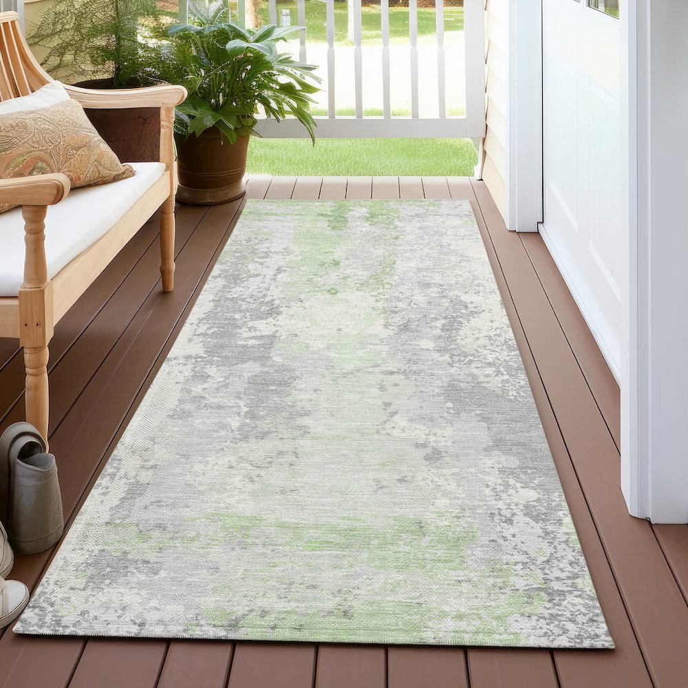 Machine Washable Indoor/Outdoor Chantille Aloe 2'3" x 7'6" Runner Rug. Picture 6