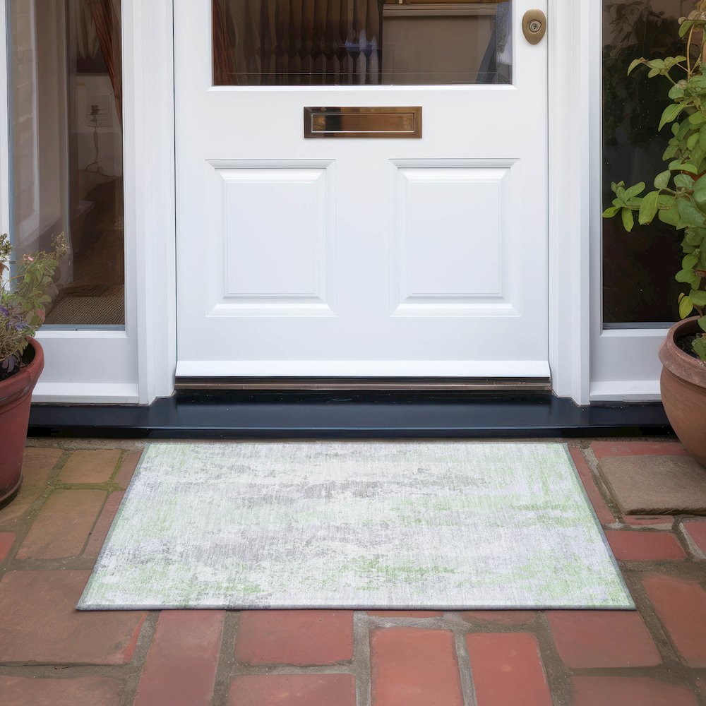 Machine Washable Indoor/Outdoor Chantille Aloe 1'8" x 2'6" Rug. Picture 6