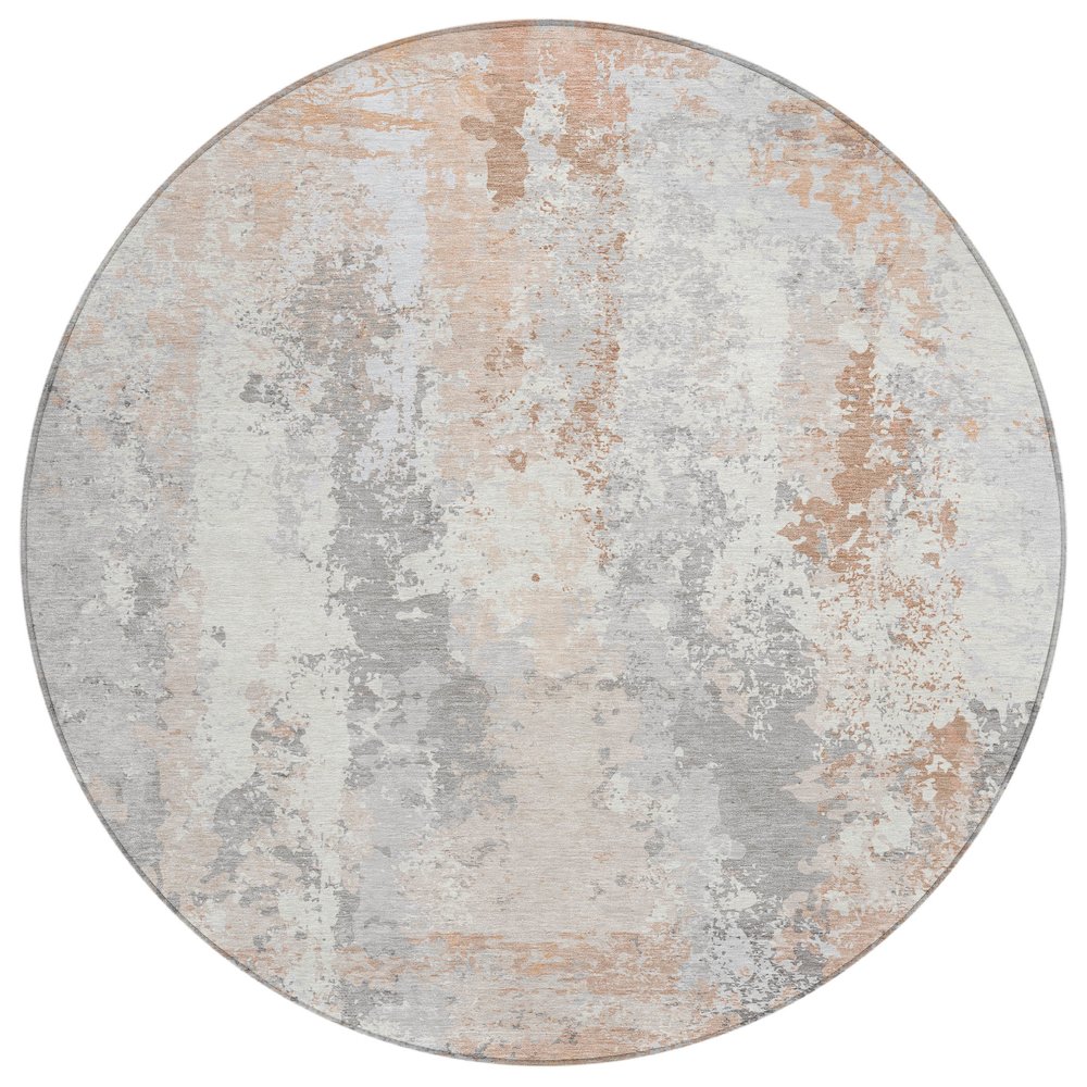 Machine Washable Indoor/Outdoor Chantille Coral 8' x 8' Round Rug. Picture 1