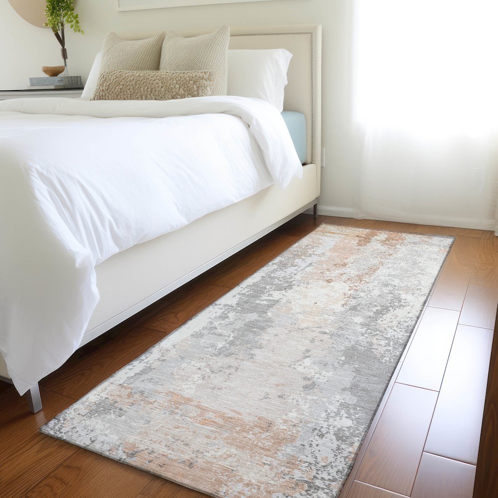 Machine Washable Indoor/Outdoor Chantille Coral 2'3" x 7'6" Runner Rug. Picture 5