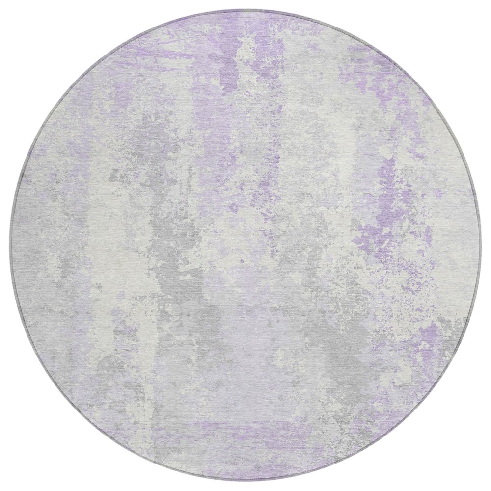 Machine Washable Indoor/Outdoor Chantille Lavender 8' x 8' Round Rug. Picture 1