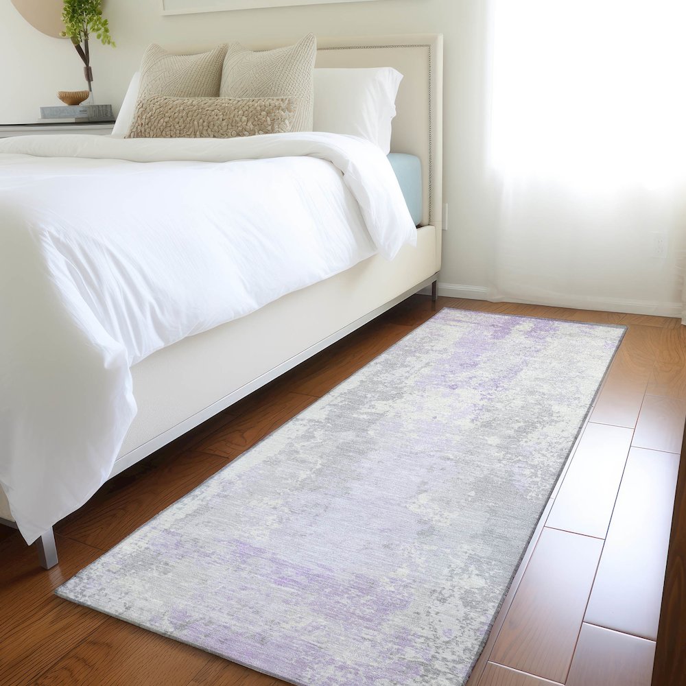 Machine Washable Indoor/Outdoor Chantille Lavender 2'3" x 7'6" Runner Rug. Picture 5