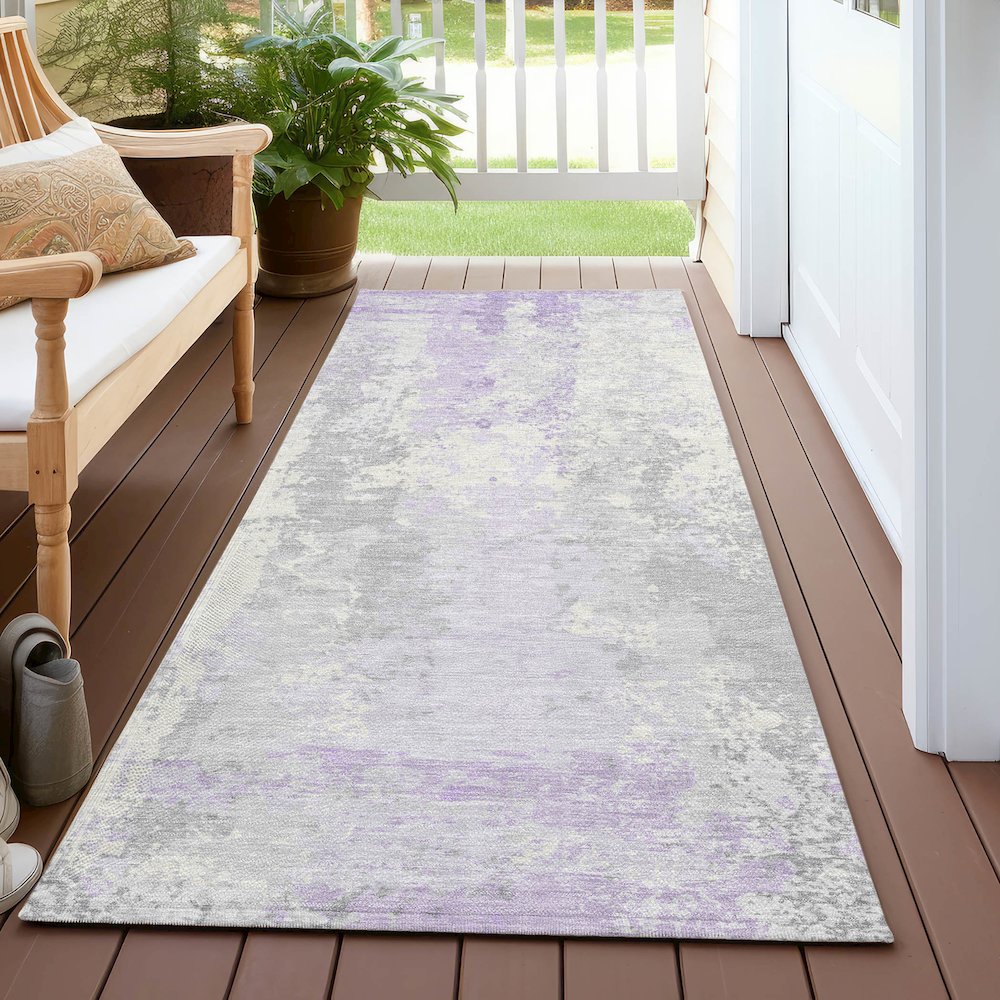 Machine Washable Indoor/Outdoor Chantille Lavender 2'3" x 7'6" Runner Rug. Picture 6