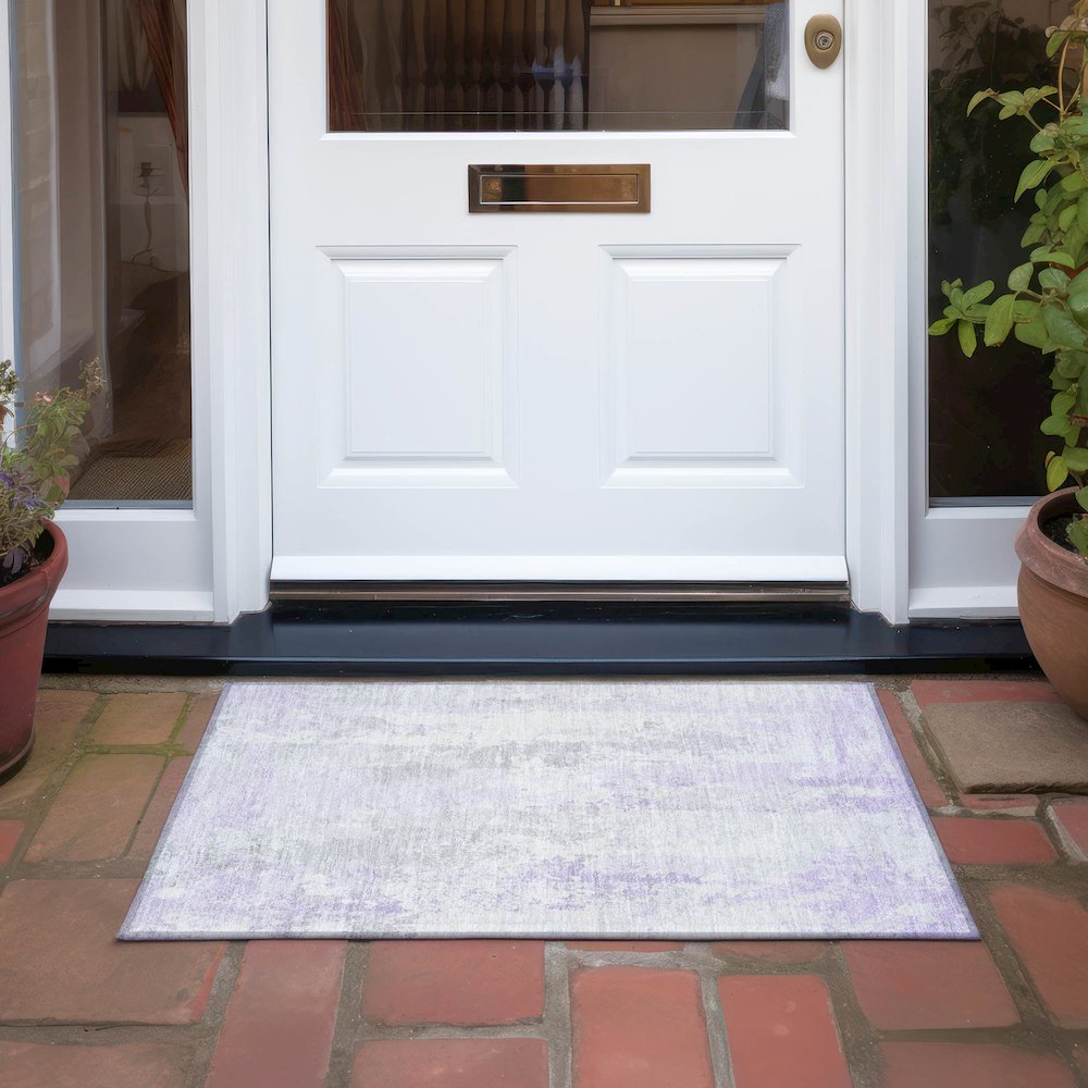 Machine Washable Indoor/Outdoor Chantille Lavender 1'8" x 2'6" Rug. Picture 6
