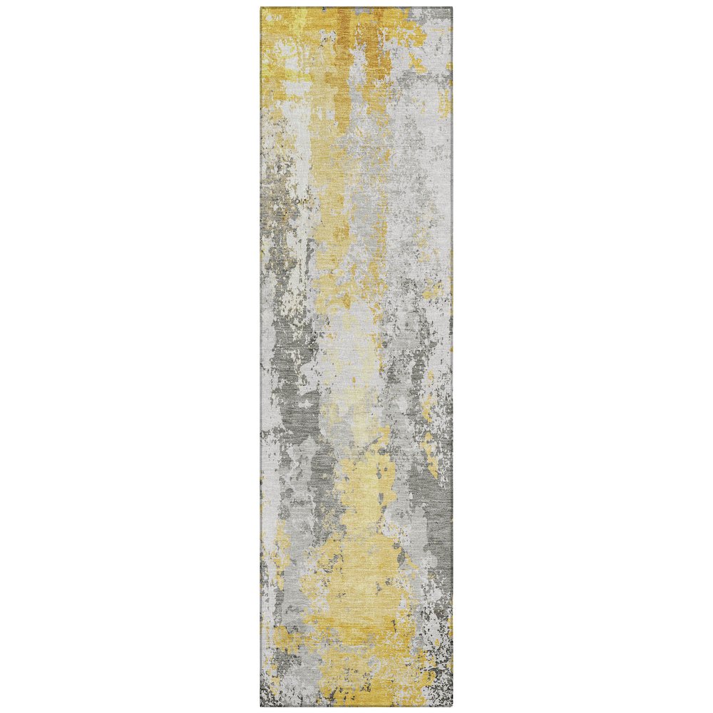 Machine Washable Indoor/Outdoor Chantille Yellow 2'3" x 7'6" Runner Rug. Picture 1