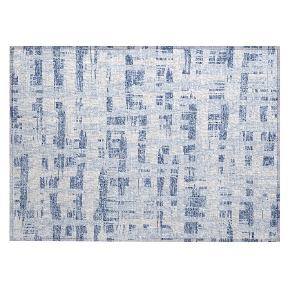 Machine Washable Indoor/Outdoor Chantille Blue 1'8" x 2'6" Rug. Picture 1