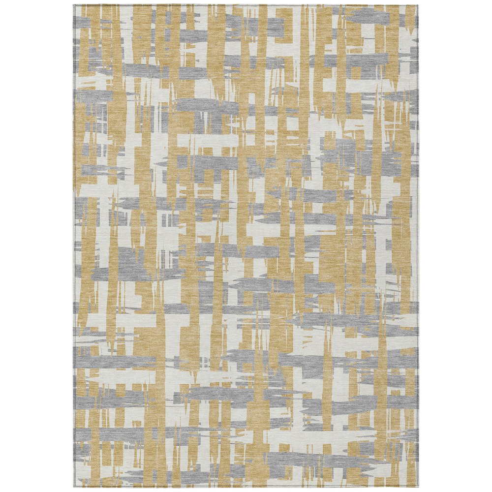 Machine Washable Indoor/Outdoor Chantille Gold 2'6" x 3'10" Rug. Picture 1