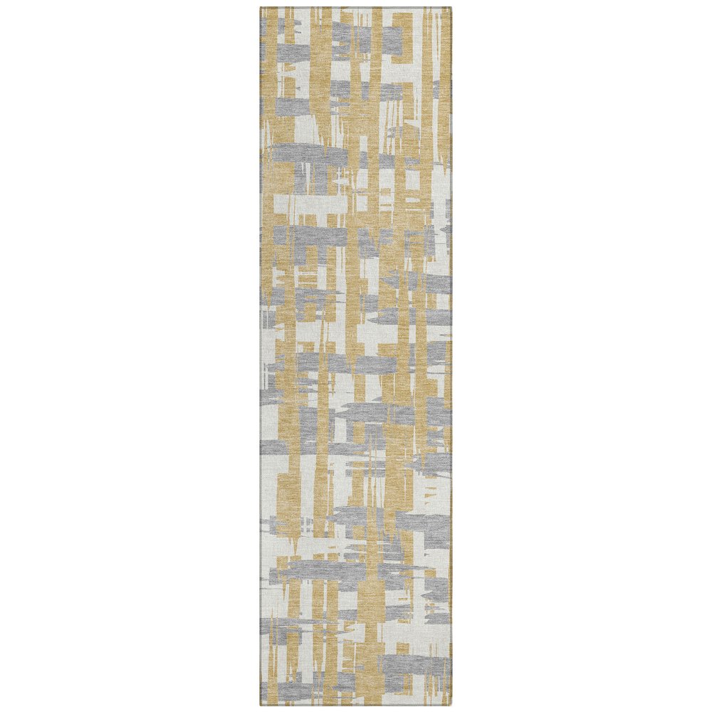 Machine Washable Indoor/Outdoor Chantille Gold 2'3" x 7'6" Runner Rug. Picture 1