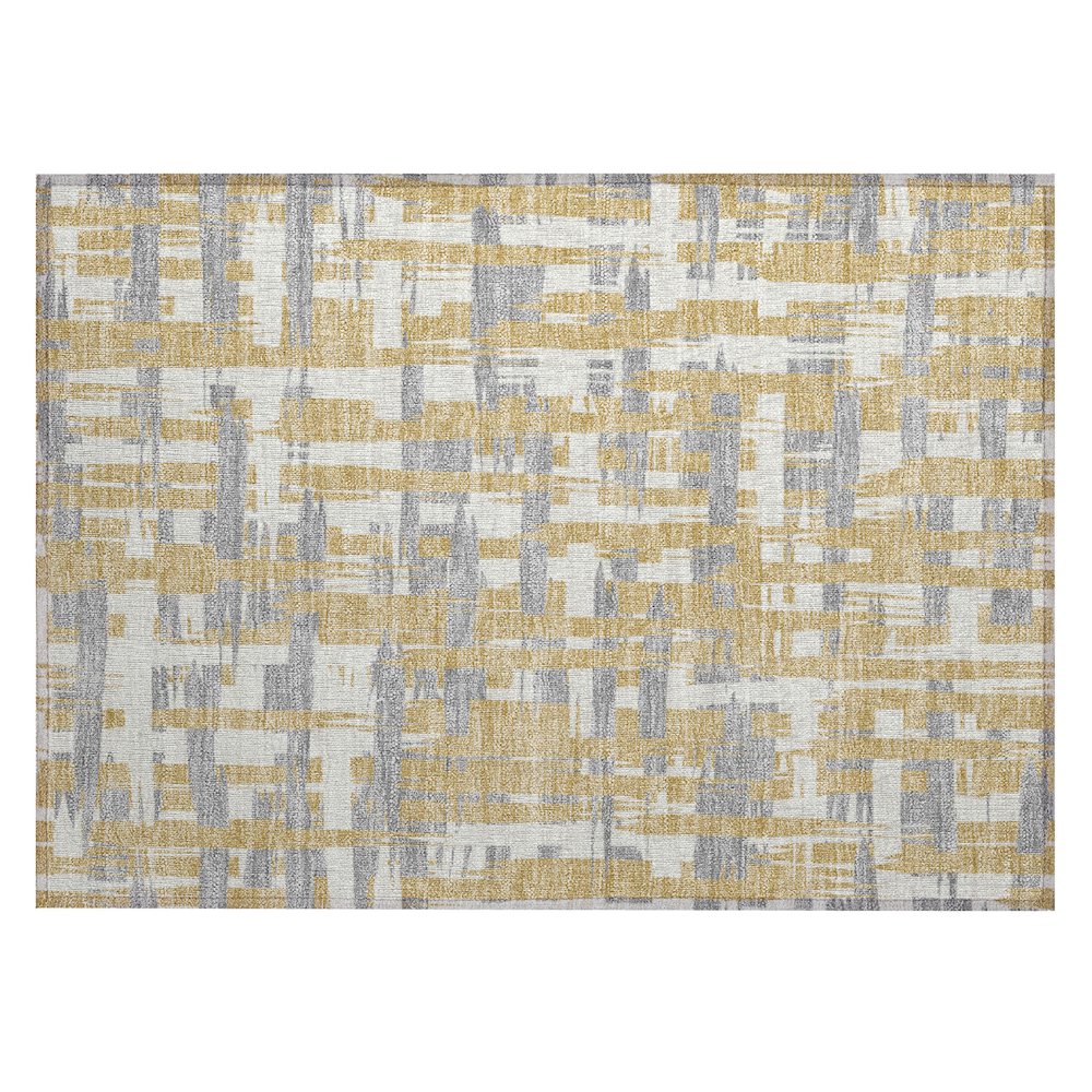 Machine Washable Indoor/Outdoor Chantille Gold 1'8" x 2'6" Rug. Picture 1