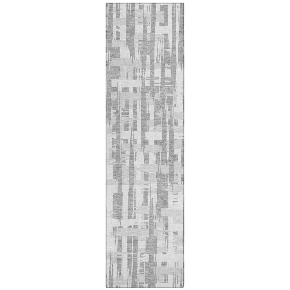 Machine Washable Indoor/Outdoor Chantille Gray 2'3" x 7'6" Runner Rug. Picture 1