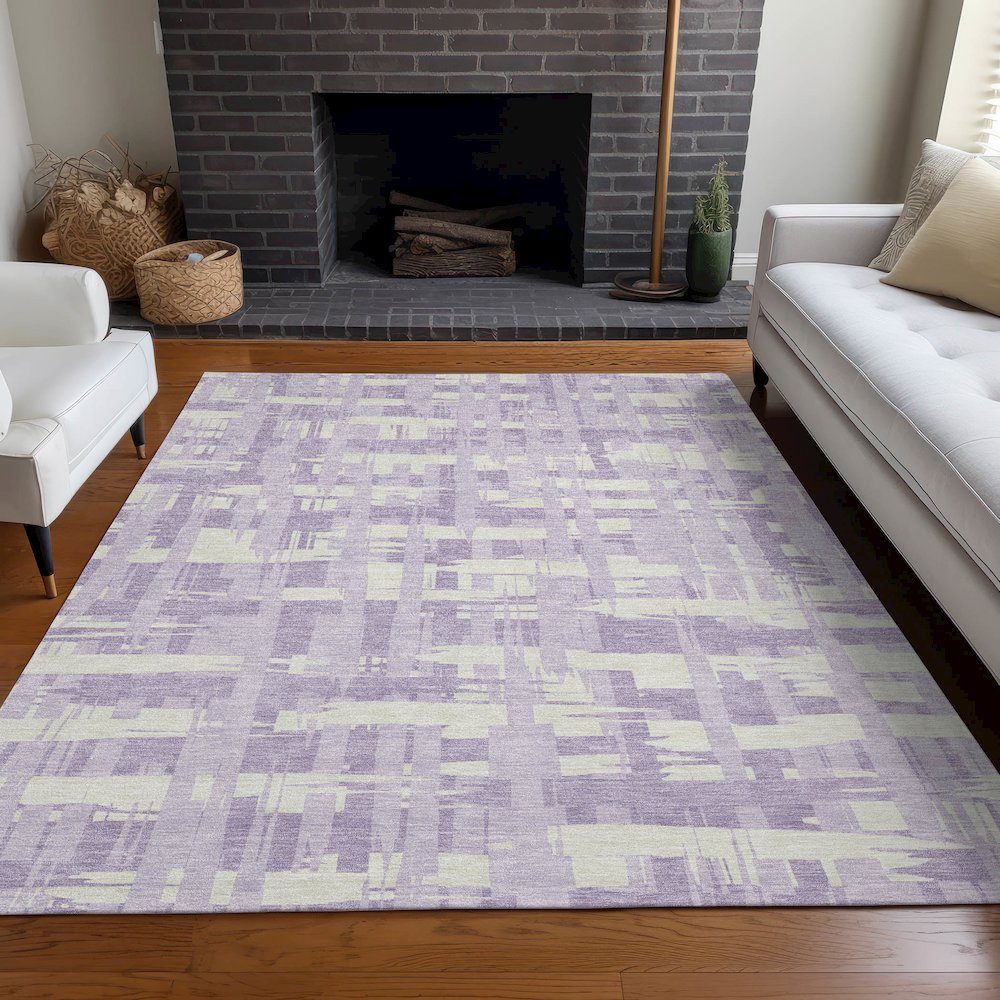 Machine Washable Indoor/Outdoor Chantille Lavender 2'6" x 3'10" Rug. Picture 6