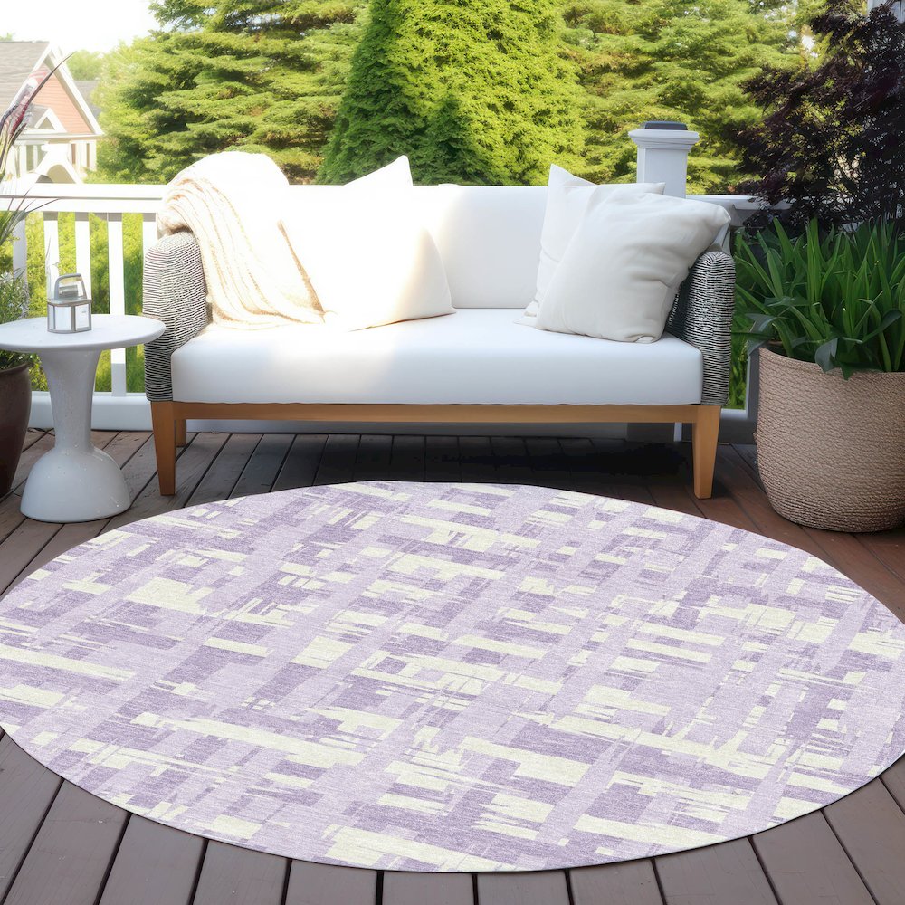Machine Washable Indoor/Outdoor Chantille Lavender 8' x 8' Round Rug. Picture 6