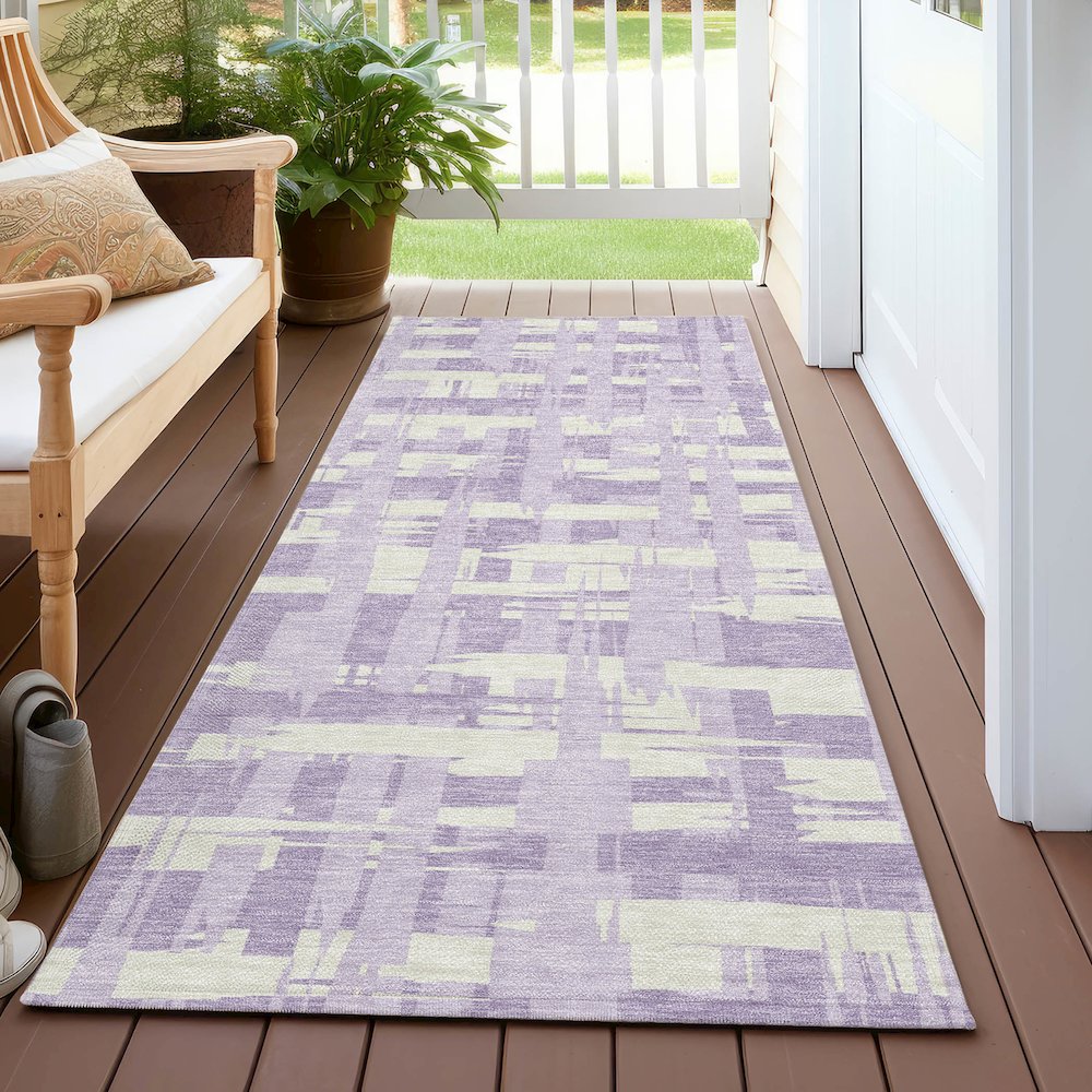 Machine Washable Indoor/Outdoor Chantille Lavender 2'3" x 7'6" Runner Rug. Picture 6