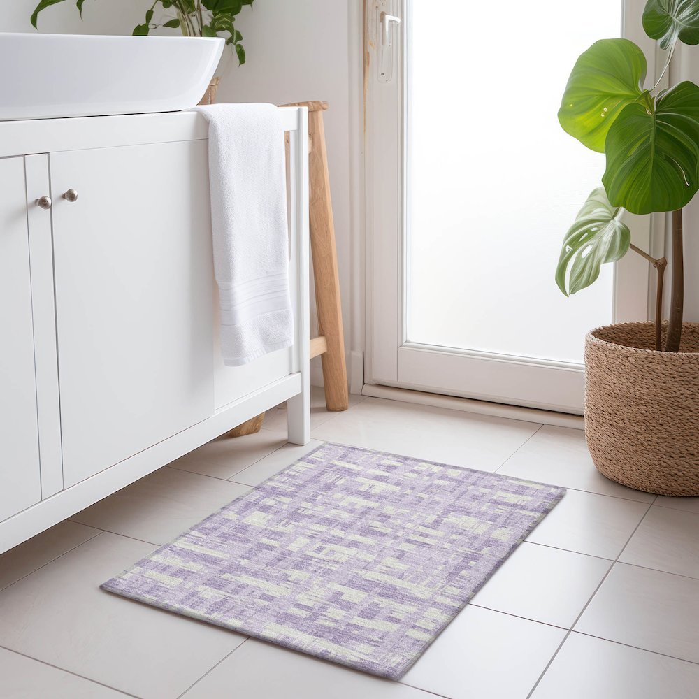 Machine Washable Indoor/Outdoor Chantille Lavender 1'8" x 2'6" Rug. Picture 5