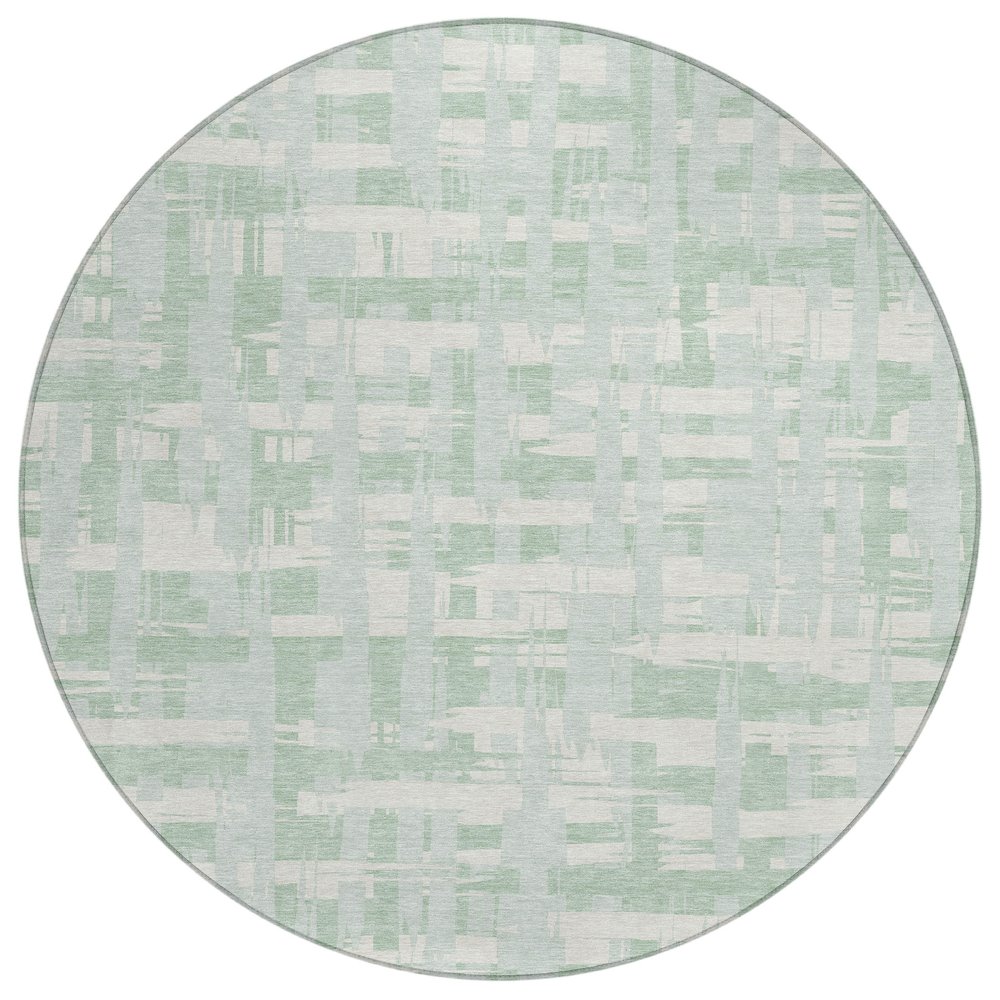 Machine Washable Indoor/Outdoor Chantille Mint 8' x 8' Round Rug. Picture 1