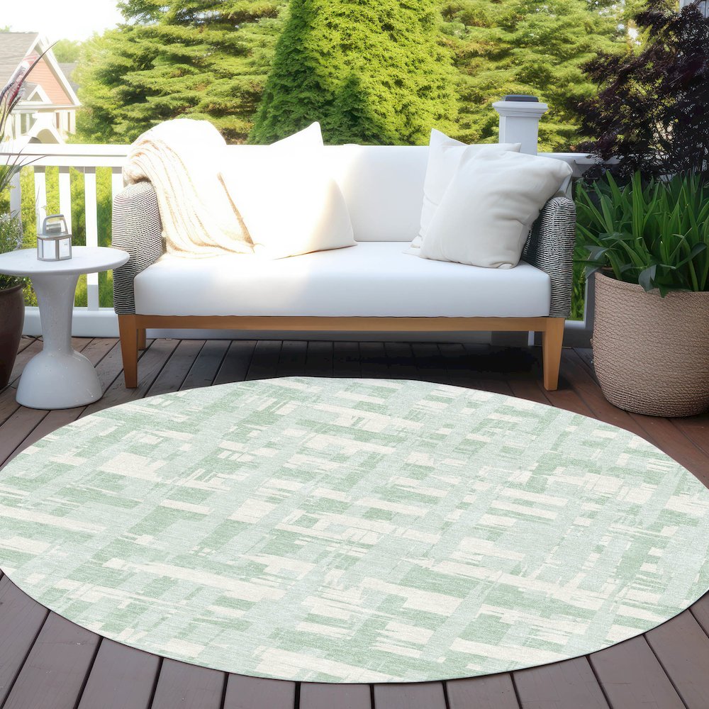 Machine Washable Indoor/Outdoor Chantille Mint 8' x 8' Round Rug. Picture 6
