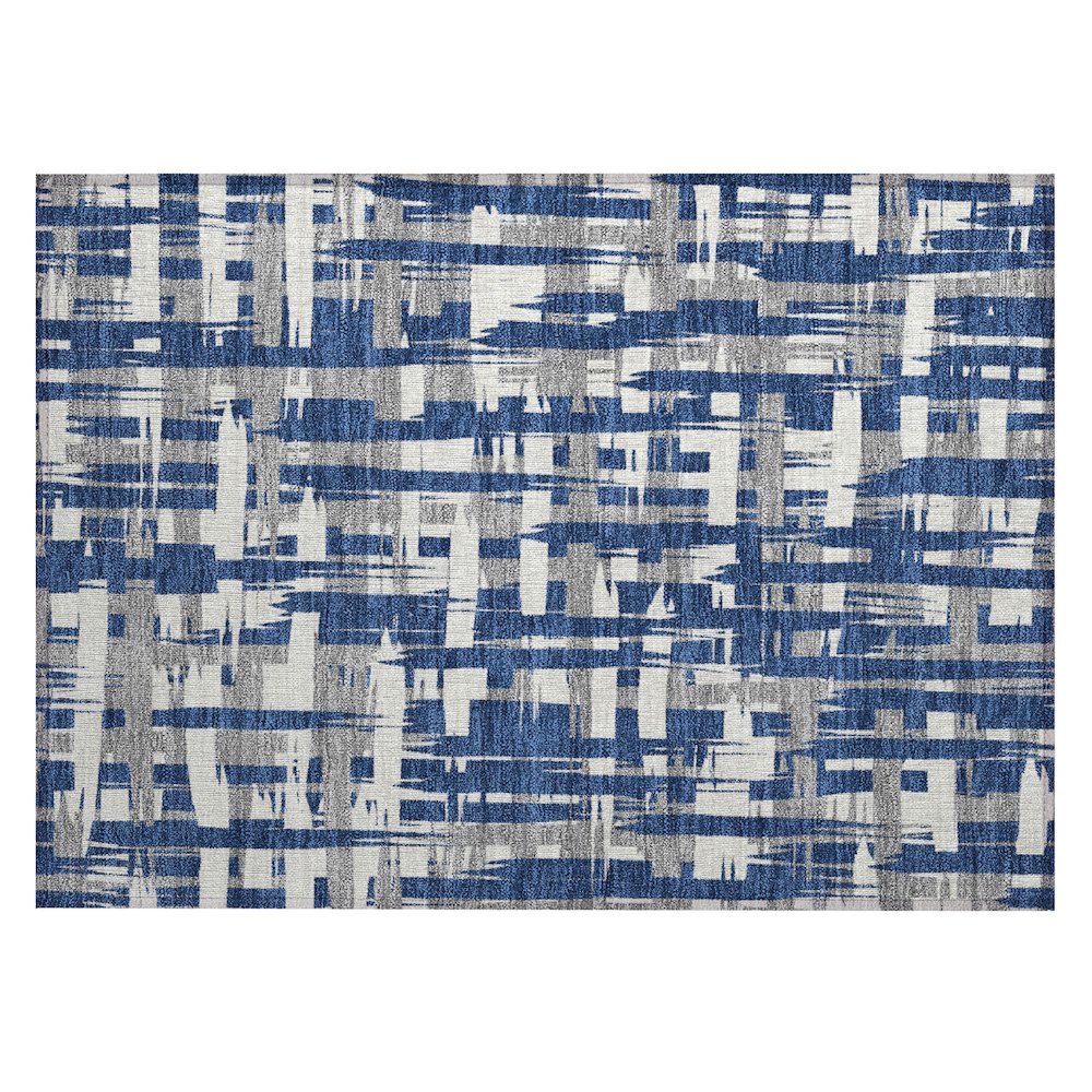Machine Washable Indoor/Outdoor Chantille Navy 1'8" x 2'6" Rug. Picture 1