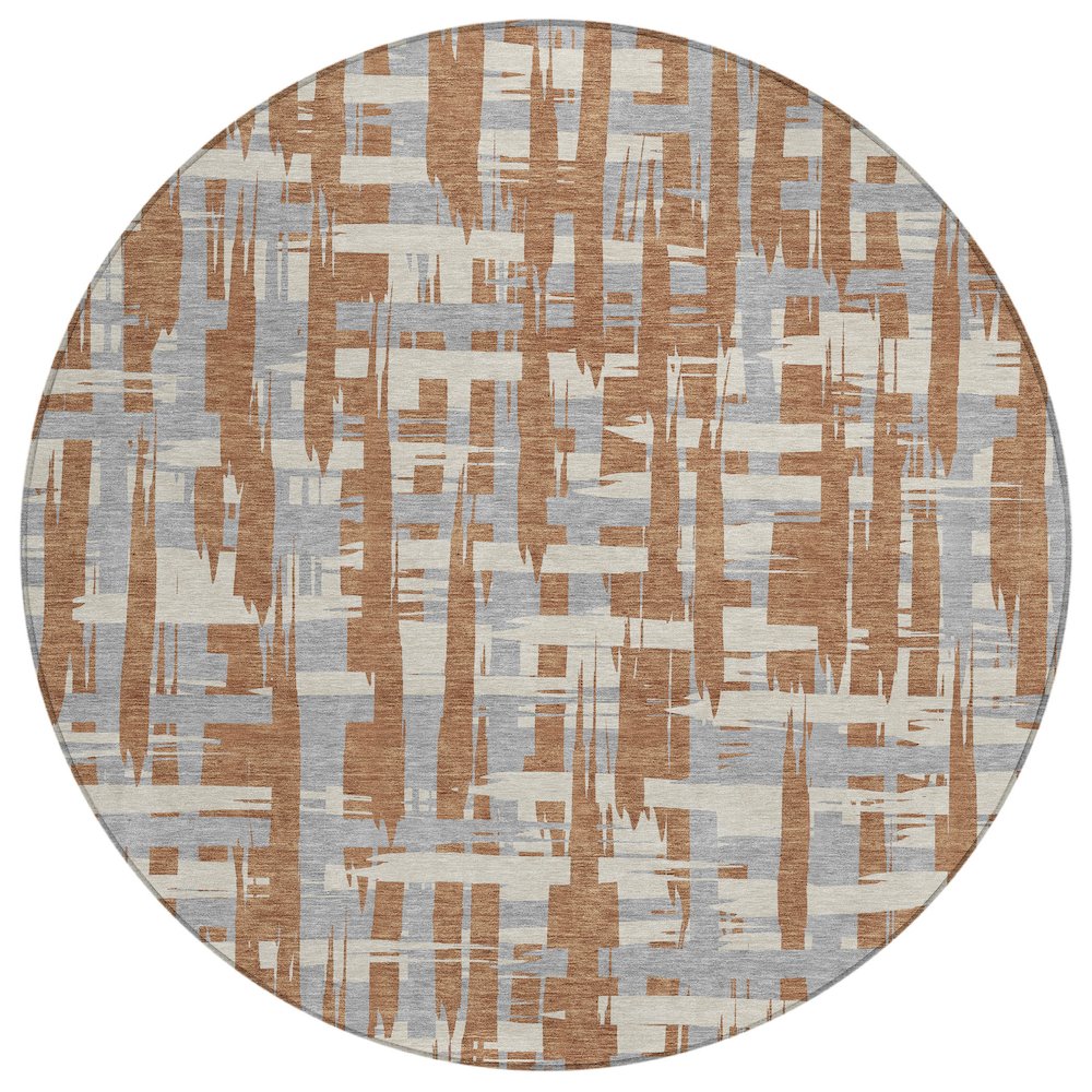 Machine Washable Indoor/Outdoor Chantille Paprika 8' x 8' Round Rug. Picture 1