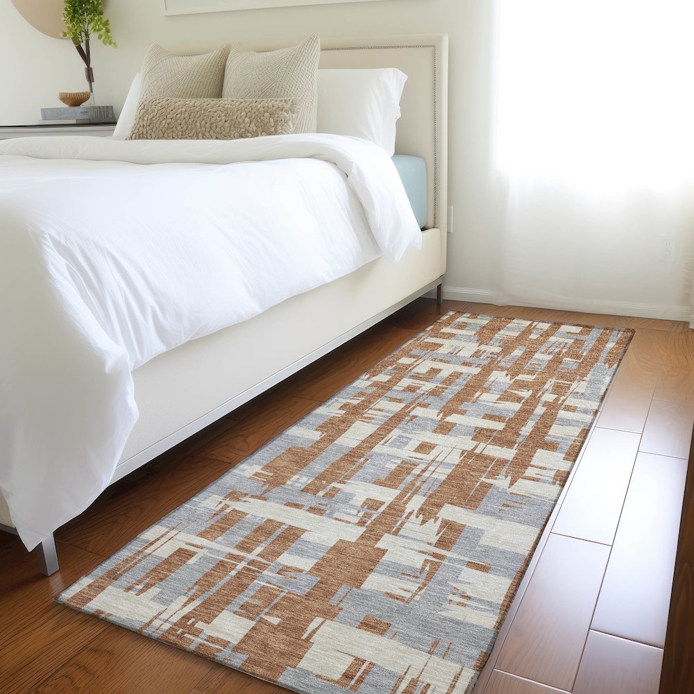 Machine Washable Indoor/Outdoor Chantille Paprika 2'3" x 7'6" Runner Rug. Picture 5