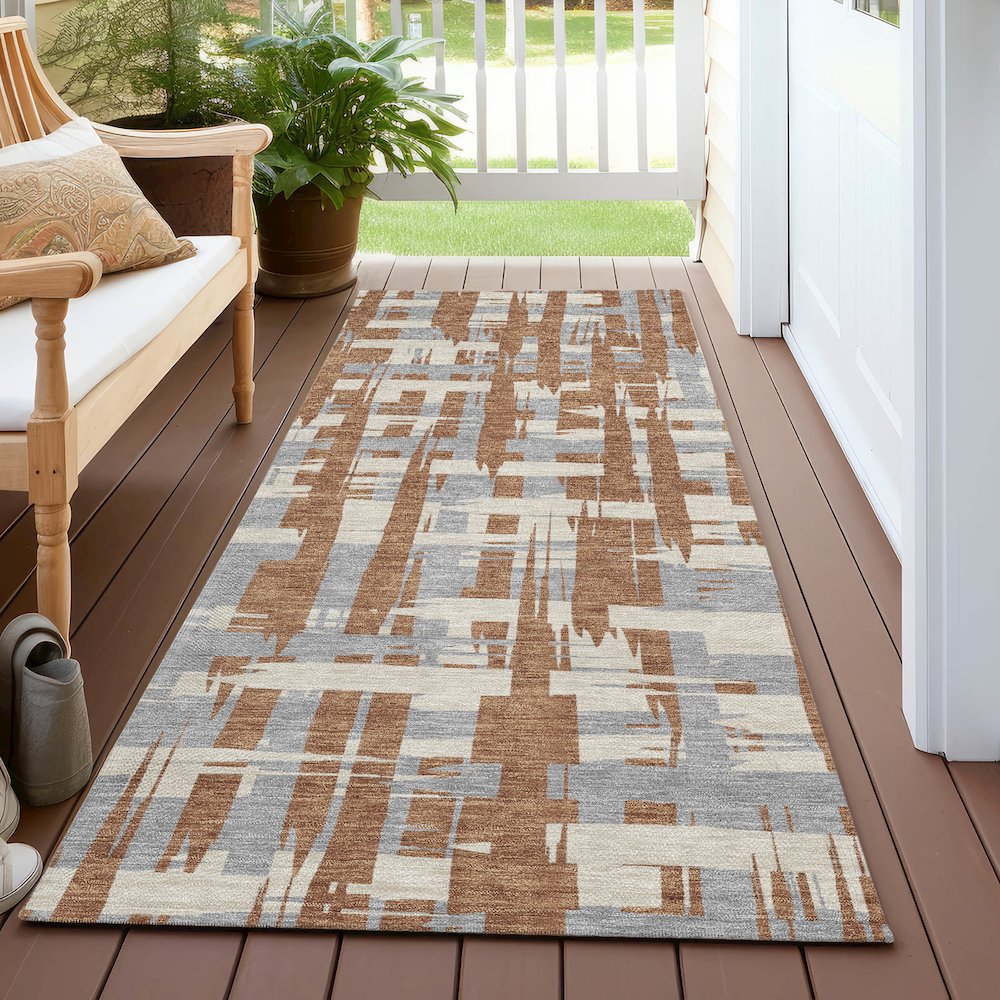 Machine Washable Indoor/Outdoor Chantille Paprika 2'3" x 7'6" Runner Rug. Picture 6
