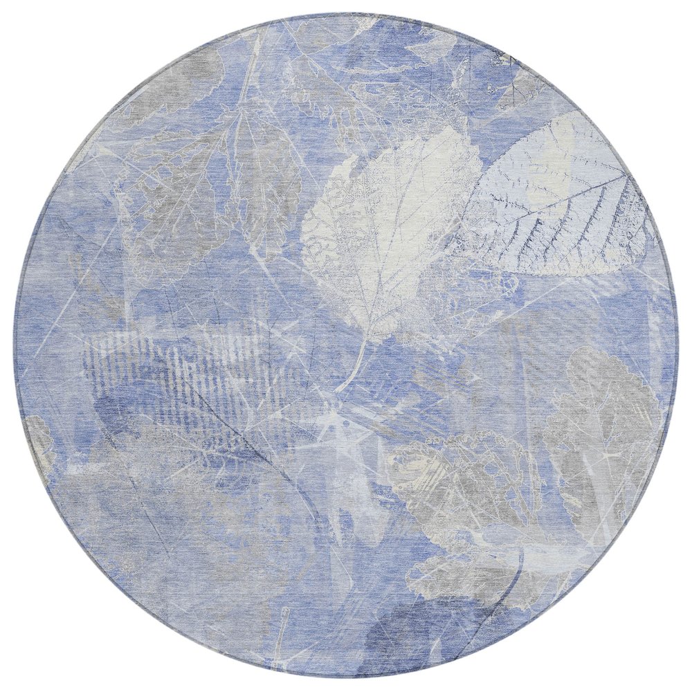 Machine Washable Indoor/Outdoor Chantille Denim 8' x 8' Round Rug. Picture 1
