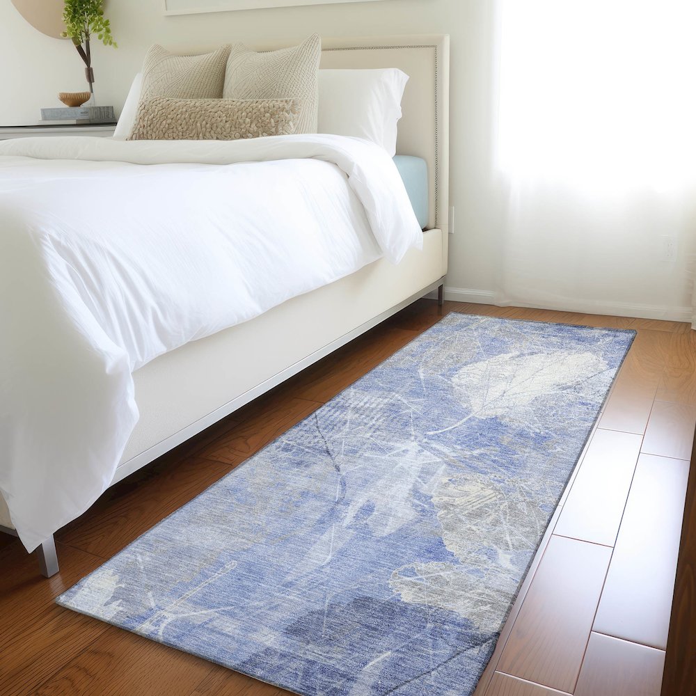 Machine Washable Indoor/Outdoor Chantille Denim 2'3" x 7'6" Runner Rug. Picture 5