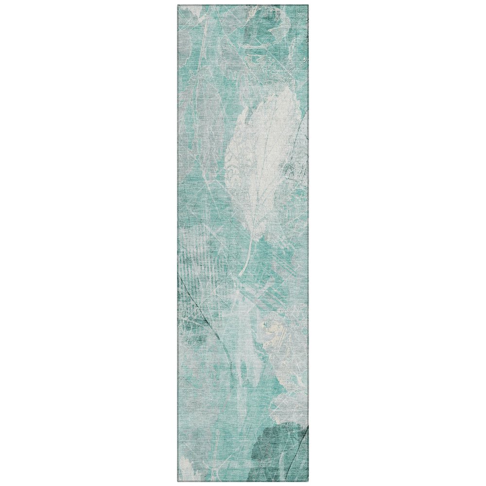 Machine Washable Indoor/Outdoor Chantille Teal 2'3" x 7'6" Runner Rug. Picture 1