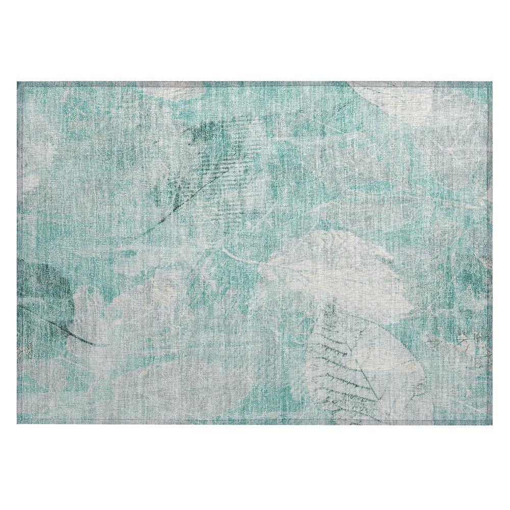Machine Washable Indoor/Outdoor Chantille Teal 1'8" x 2'6" Rug. Picture 1