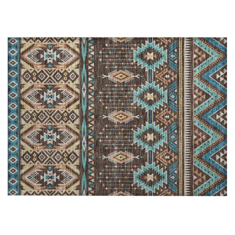 Machine Washable Indoor/Outdoor Chantille Brown 1'8" x 2'6" Rug. Picture 1