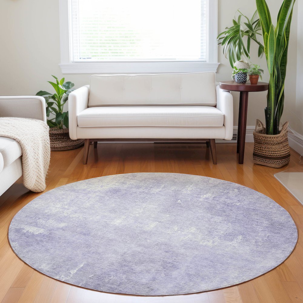Machine Washable Indoor/Outdoor Chantille Lavender 8' x 8' Round Rug. Picture 5