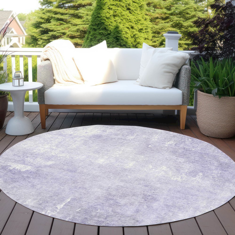 Machine Washable Indoor/Outdoor Chantille Lavender 8' x 8' Round Rug. Picture 6