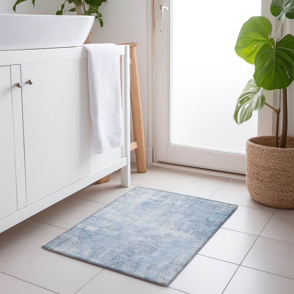 Machine Washable Indoor/Outdoor Chantille Sky 1'8" x 2'6" Rug. Picture 5