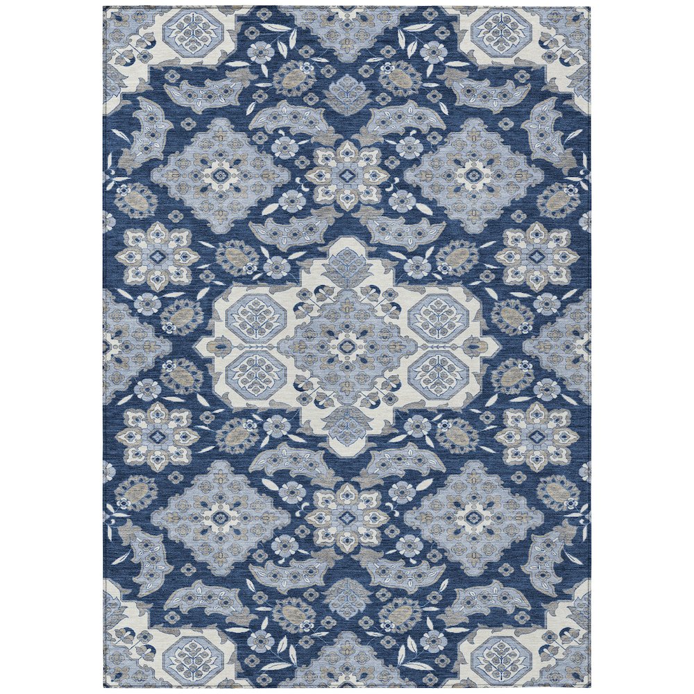 Machine Washable Indoor/Outdoor Chantille Blue 2'6" x 3'10" Rug. Picture 1