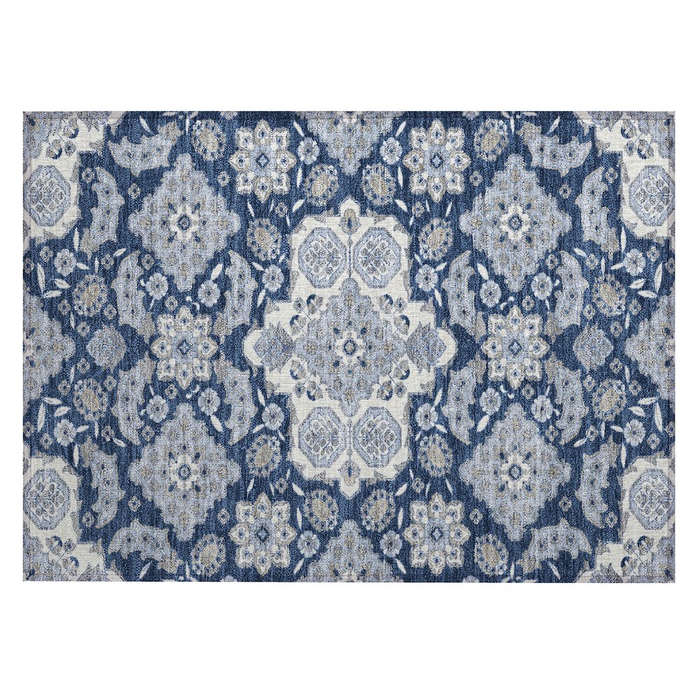 Machine Washable Indoor/Outdoor Chantille Blue 1'8" x 2'6" Rug. Picture 1