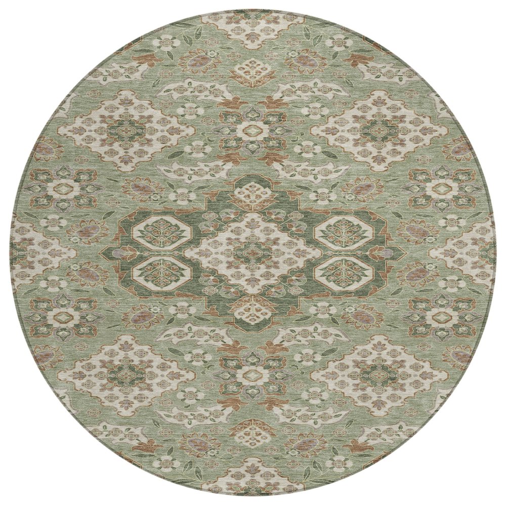 Machine Washable Indoor/Outdoor Chantille Sage 8' x 8' Round Rug. Picture 1