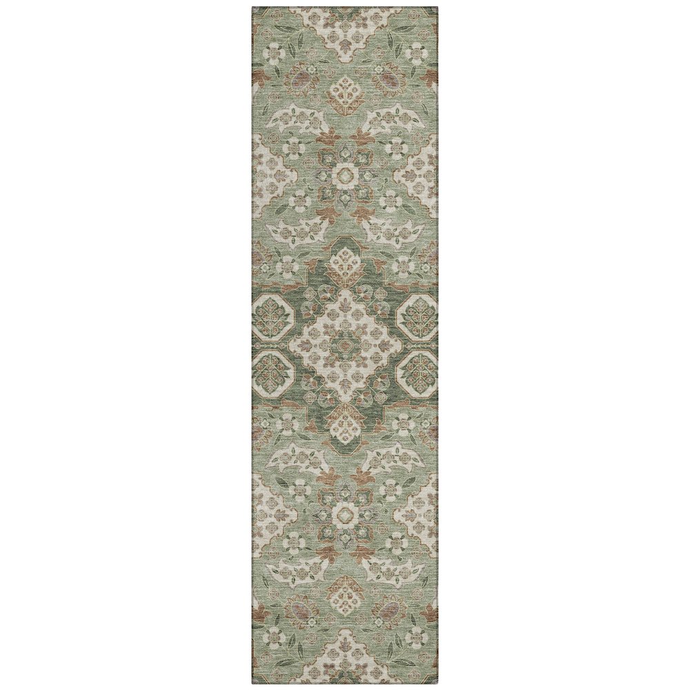 Machine Washable Indoor/Outdoor Chantille Sage 2'3" x 7'6" Runner Rug. Picture 1