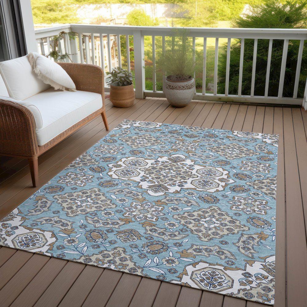 Machine Washable Indoor/Outdoor Chantille Sky 2'6" x 3'10" Rug. Picture 7