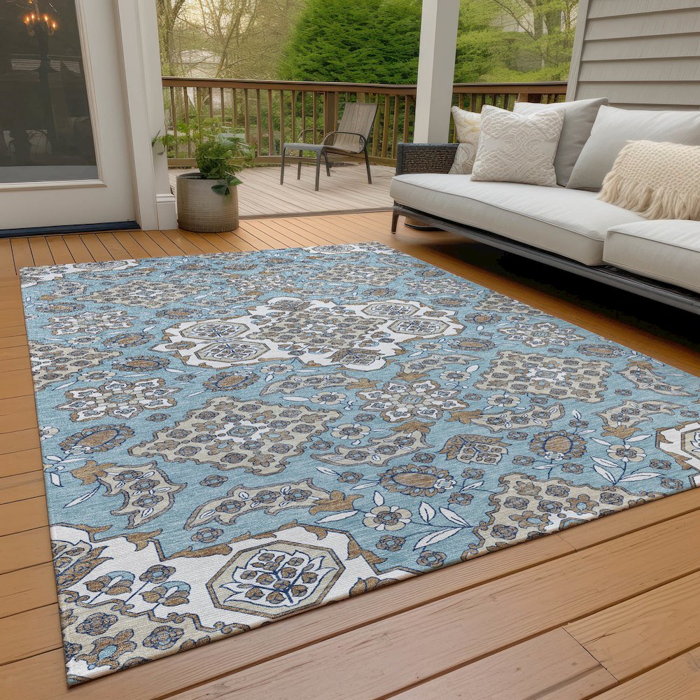 Machine Washable Indoor/Outdoor Chantille Sky 2'6" x 3'10" Rug. Picture 8