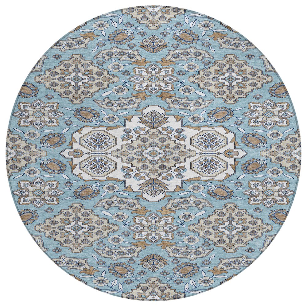 Machine Washable Indoor/Outdoor Chantille Sky 8' x 8' Round Rug. Picture 1