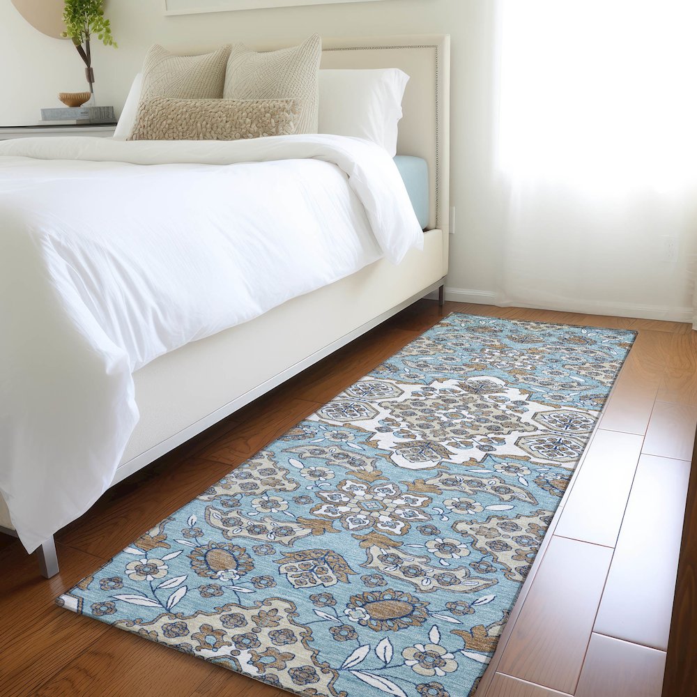 Machine Washable Indoor/Outdoor Chantille Sky 2'3" x 7'6" Runner Rug. Picture 5