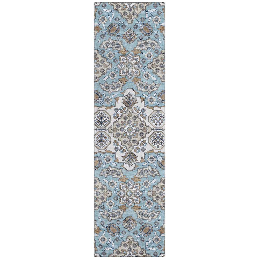 Machine Washable Indoor/Outdoor Chantille Sky 2'3" x 7'6" Runner Rug. Picture 1
