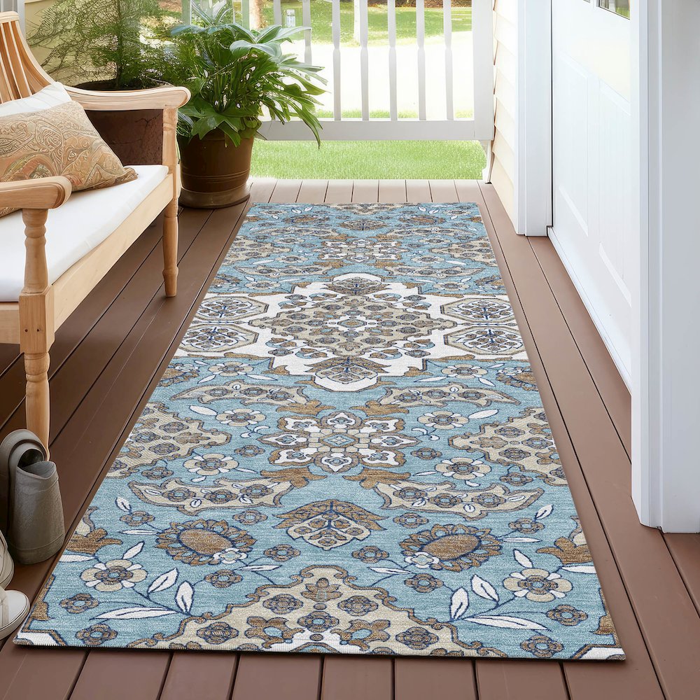 Machine Washable Indoor/Outdoor Chantille Sky 2'3" x 7'6" Runner Rug. Picture 6