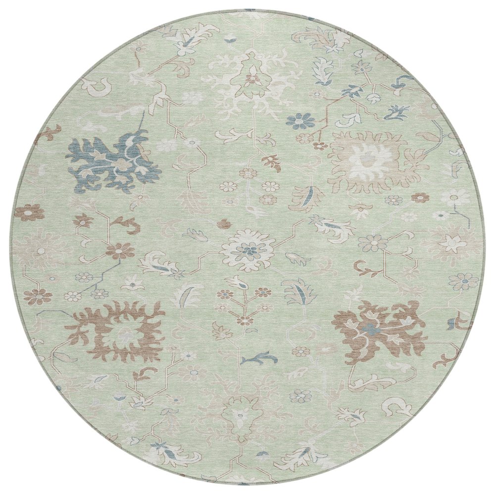 Machine Washable Indoor/Outdoor Chantille Aloe 8' x 8' Round Rug. Picture 1