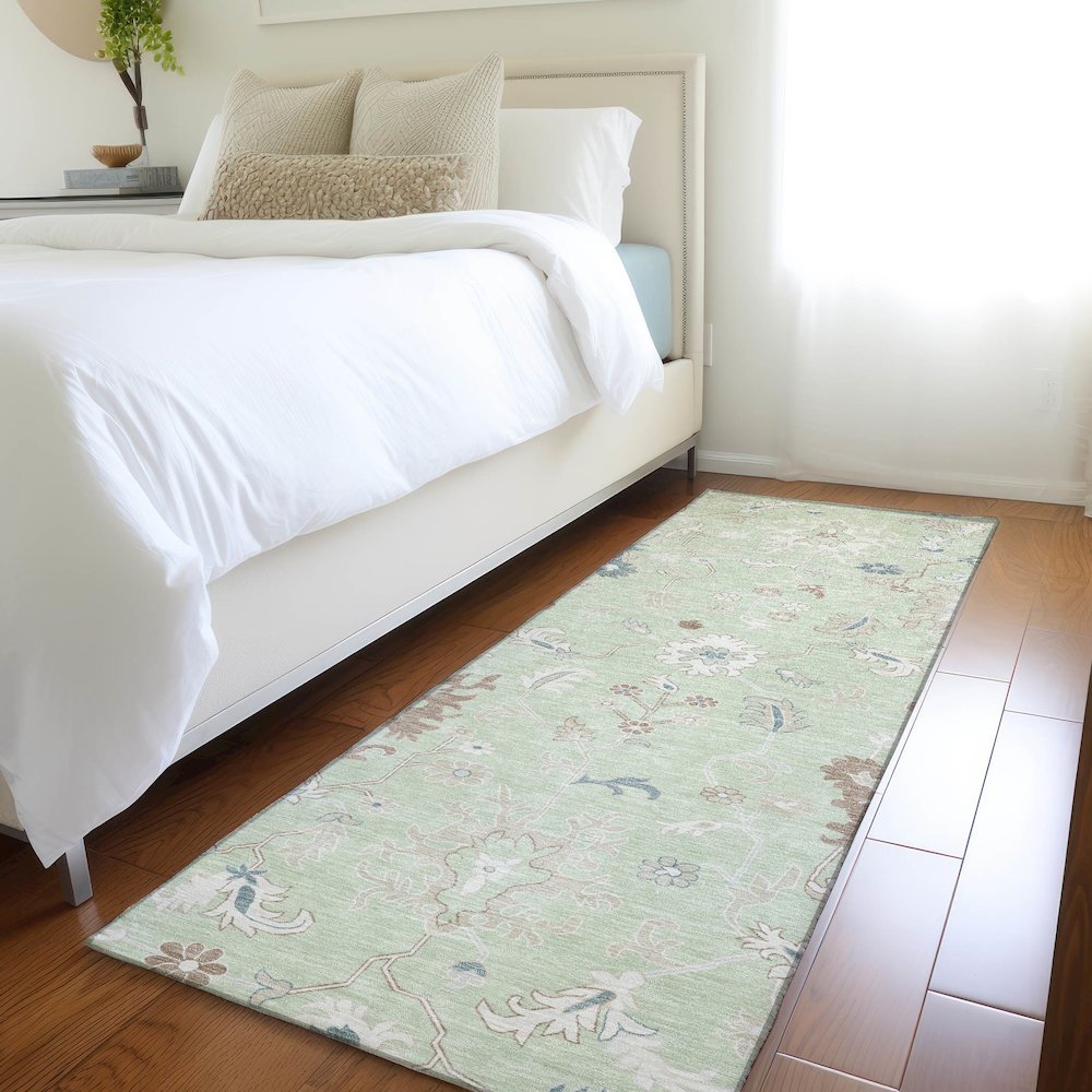 Machine Washable Indoor/Outdoor Chantille Aloe 2'3" x 7'6" Runner Rug. Picture 5