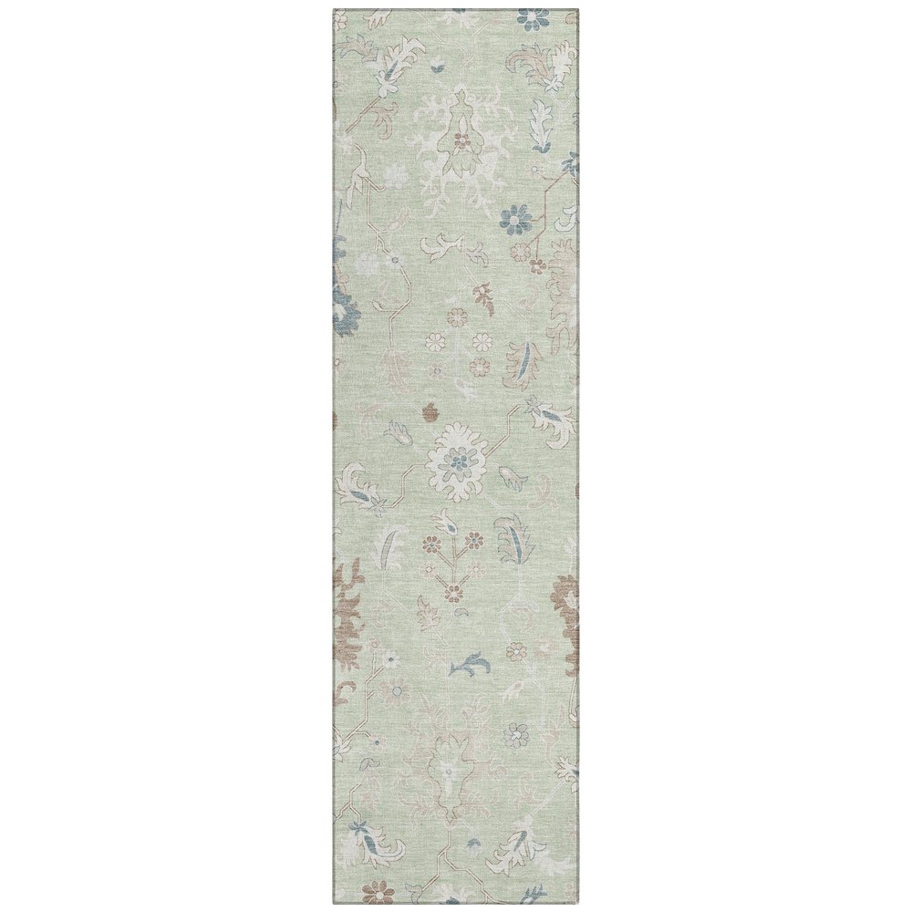 Machine Washable Indoor/Outdoor Chantille Aloe 2'3" x 7'6" Runner Rug. Picture 1