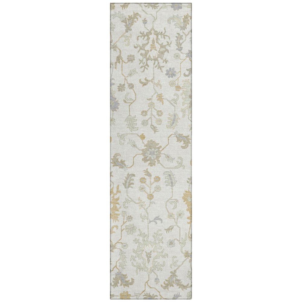 Machine Washable Indoor/Outdoor Chantille Ivory 2'3" x 7'6" Runner Rug. Picture 1