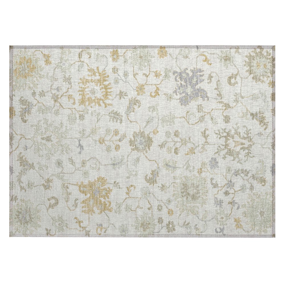 Machine Washable Indoor/Outdoor Chantille Ivory 1'8" x 2'6" Rug. Picture 1
